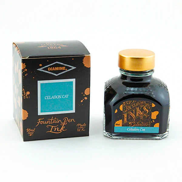 Diamine Fountain Pen Ink 80ml - Celadon Cat