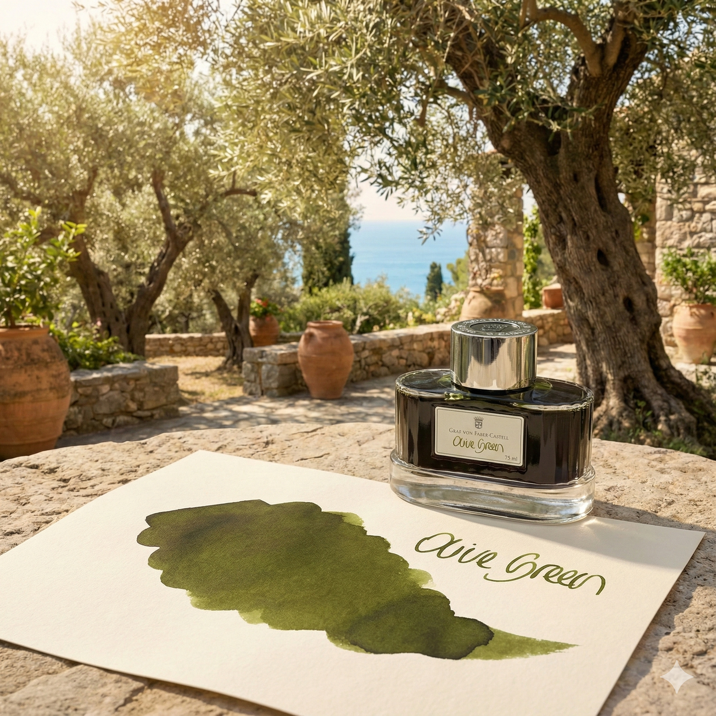 Graf von Faber-Castell Ink Bottle (75ml) - Olive Green