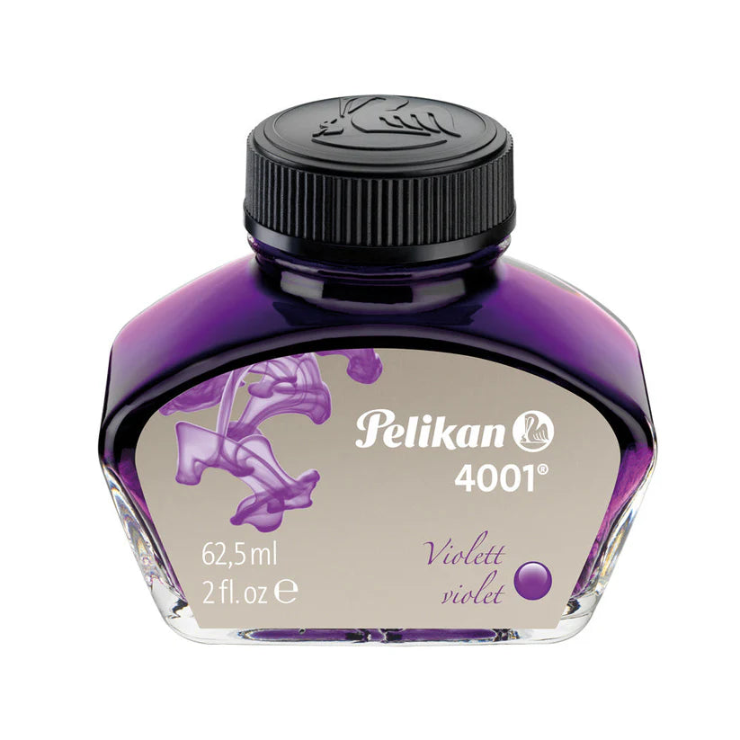 Pelikan 4001 violet ink bottle on a white background