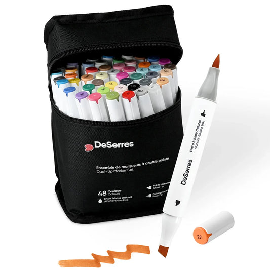 Alcohol Dual-Tip Marker Set - 48 pieces