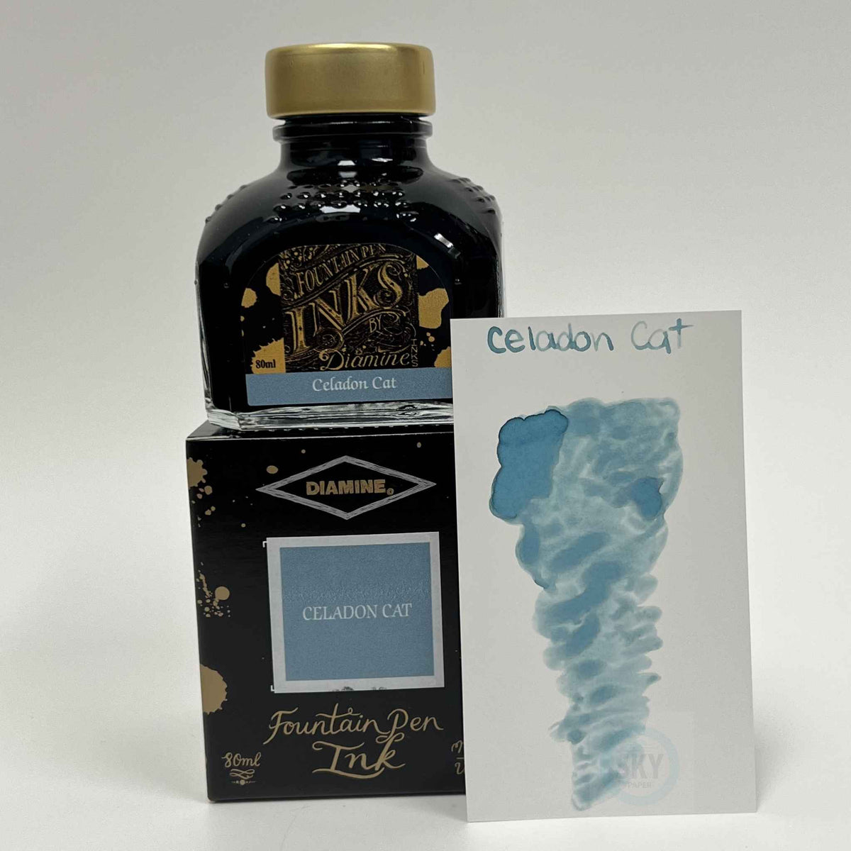 Diamine Fountain Pen Ink 80ml -  Celadon Cat