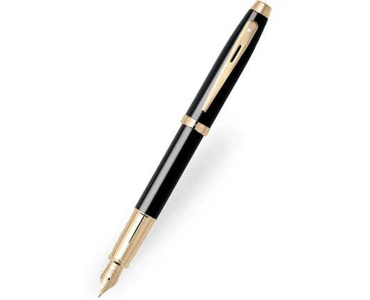 Sheaffer 100 Gloss Black Gold Trim Fountain Pen
