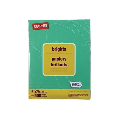 Staples Brights Coloured Copy Paper - Letter - 8-1/2" x 11" -  500 Sheets