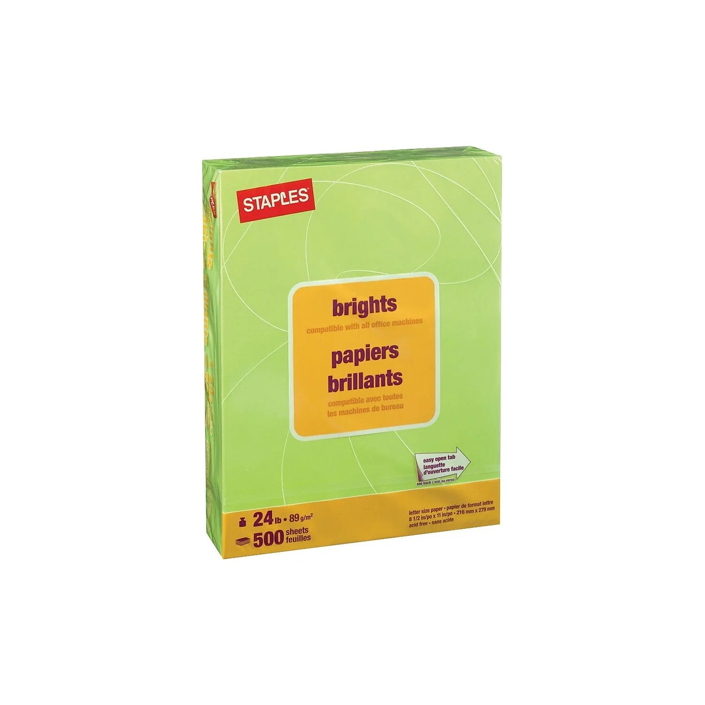 Staples Brights Coloured Copy Paper - Letter - 8-1/2" x 11" -  500 Sheets